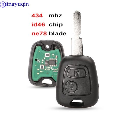 Jingyuqin para Peugeot 406, 407, 408, 607 2 botones remoto Chip transpondedor de llave de coche ID46 434Mhz y NE78 hoja llaves originales ► Foto 1/3