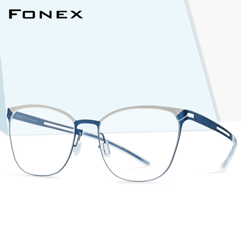 FONEX titanio gafas hombres Plaza miopía óptico anteojos recetados 2022 antideslizante de silicona sin tornillos gafas 8527 ► Foto 1/6