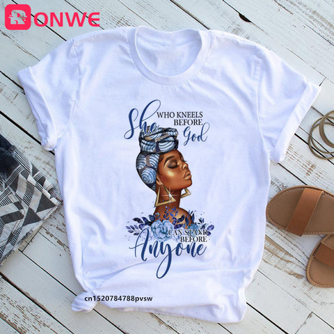 Camiseta de belleza africana para mujer, playera de niña negra africana, camiseta del Mes de la historia para mujer, camiseta de melanina, envío directo ► Foto 1/6