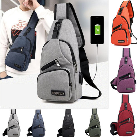 Bolso de hombro para hombre, bandoleras con carga por USB, antirrobo, bolso de pecho, bolso escolar de viaje corto de verano para hombre, novedad de 2022 ► Foto 1/6