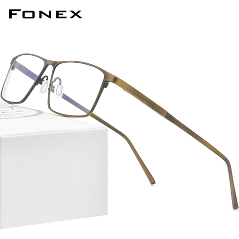 FONEX gafas de titanio de bastidor hombres Retro Vintage Plaza gafas 2022 nueva receta óptica, gafas para miopía 8552 ► Foto 1/6