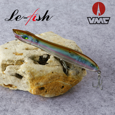 Le-Fish-Señuelo de pesca, cebo flotante, cabeza de serpiente, mar bajo, Crankbait, Pike, Popper, tipo lápiz, can ganchos VMC, medida 140mm/26g ► Foto 1/6