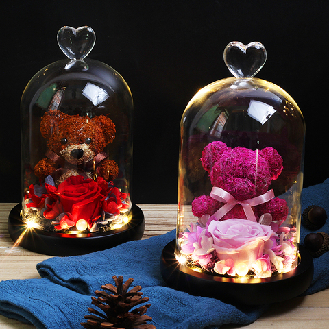 Regalo del Día de San Valentín, rosa roja de 25cm, oso de peluche, flor  rosa, decoración Artificial, regalos de Navidad, regalo de San Valentín  para mujer