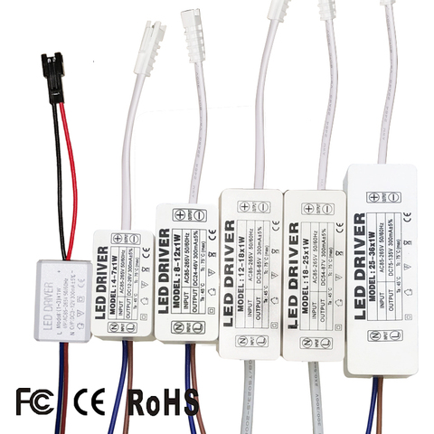 Controlador LED de 300mA, 1W, 3W, 5W, 7W, 12W, 18W, 20W, 25W, 36W para unidad de fuente de alimentación de LED, transformadores de iluminación para luces LED de AC85-265V ► Foto 1/6