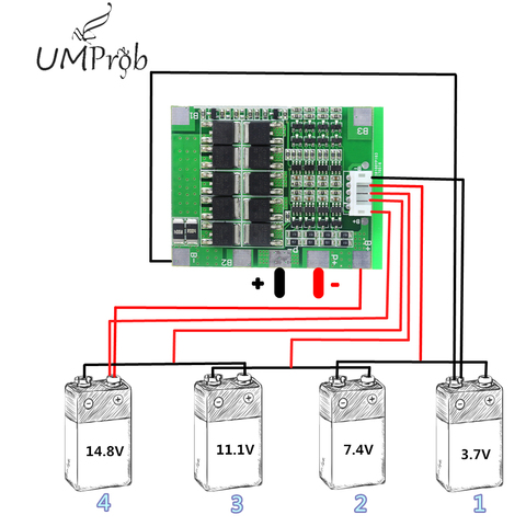 4S 30A 14,8 V 18650 batería Li-ion de litio de la Junta de Protección BMS paquetes protección PCB Junta equilibrio circuitos integrados ► Foto 1/3