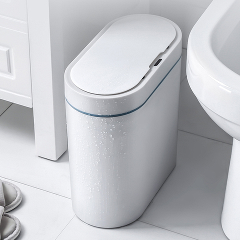 Cubo de basura cocina con Sensor inteligente electrónico automático para el Hogar papelera baño inodoro impermeable costura estrecha ► Foto 1/6