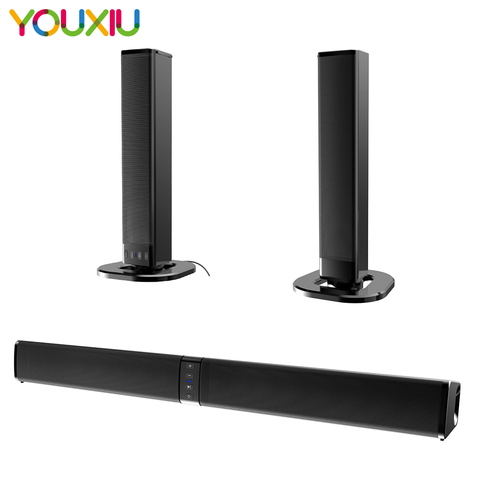 Barra de sonido Separable 4,0 canal 3D sonido envolvente 20 W Bluetooth 4,2 altavoces con micrófono incorporado Subwoofer para TV teléfono inteligente ► Foto 1/6