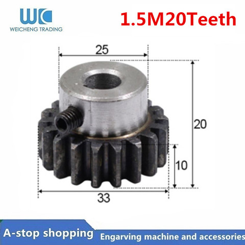 Espolón engranaje piñón 20 dientes Mod 1,5 M = 1,5 bore8/10/12/15mm dientes rectos 45 # engranaje positivo de acero motor de transmisión CNC Gear rack ► Foto 1/2