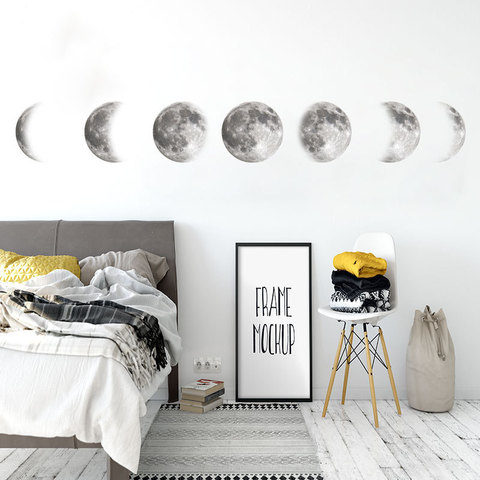 Creativo Lunar de las fases de etiqueta de la pared para la escuela de la decoración del hogar educativo las fases de la luna arte Mural bricolaje niños Pared de habitación etiqueta ► Foto 1/6