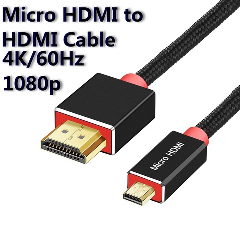 Adaptador de Cable Micro HDMI a HDMI 4K 60Hz 1080P cable trenzado de Audio Ethernet para cámara HDTV PS3 XBOX PC 1m 2m 3m Micro HDMI ► Foto 1/6