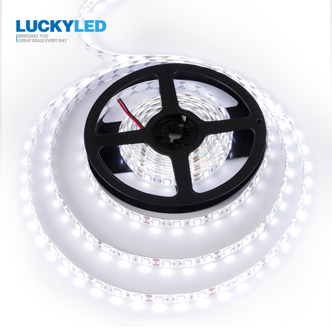 LUCKYLED-Tira de luces LED de 5m, 2835, 5050 SMD, 60LED/m, cinta flexible impermeable decorativa de 12V, R GB ► Foto 1/6