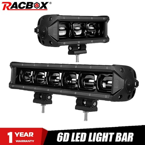 Barra de luz Led de una sola fila para todoterreno 4WD ATV UAZ, foco de trabajo de conducción de 12V y 24V, 8 y 14 pulgadas, lente 6D, Reparación de coches Stying ► Foto 1/6