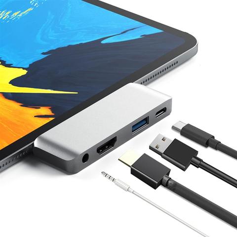 4 en 1 USB C tipo C a USB3.0 PD 60W de carga de Audio HDMI 4K-compatible para iPad 2022/2022 pro Macbook Pro Samsung galaxy s9 ► Foto 1/6