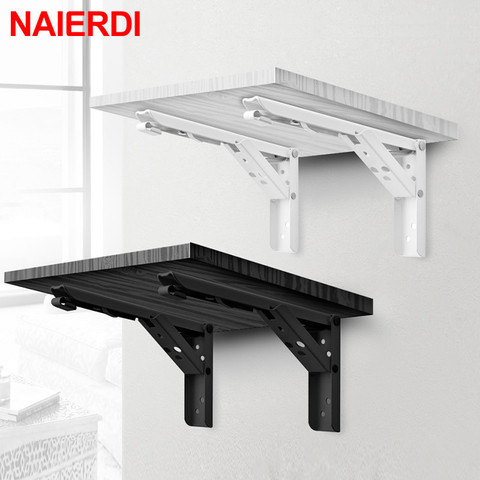 NAIERDI-Soporte de ángulo de plegado triangular, soporte ajustable pesado, montado en la pared, banco, mesa, estante, soporte para mueble, Hardware, 2 uds. ► Foto 1/6