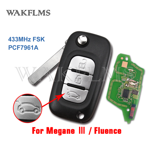 3 botones 433MHz PCF7961A Chip Auto de repuesto accesorios Flip mando a distancia de coche para Renault Fluence Megane III 2009 ► Foto 1/3