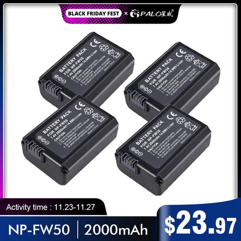 Batería de cámara de 1-4 Uds. NP-FW50 NP FW50 NPFW50 7,4 V 2000mAh para Sony Alpha a6500 a6300 a6000/USB, cargador inteligente Dual para NP FW50 ► Foto 1/6