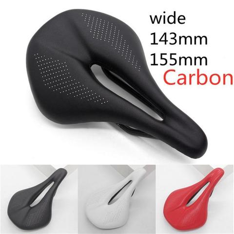 Asiento de fibra de carbono para bicicleta de montaña y de carretera, cojín cómodo para ciclismo, negro, rojo y blanco, Pu, novedad de 2022 ► Foto 1/6