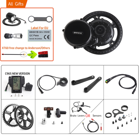 Bafang BBS01B 36V 250W Motor de transmisión media bicicleta eléctrica Kit de conversión C965 68-73mm e-bike 8FUN G340.250 Motor 44T 46T 48T 52T ► Foto 1/6