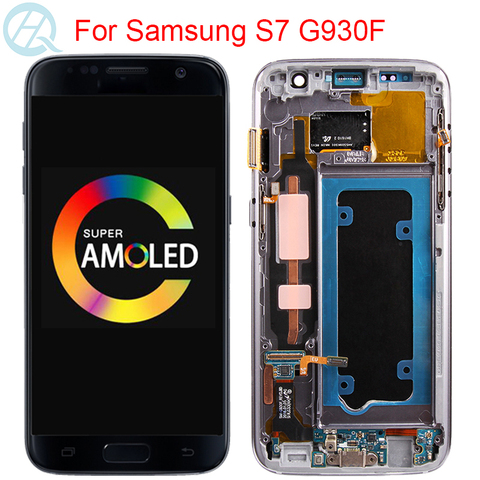 Pantalla Original G930F para Samsung Galaxy S7 G930F LCD con Marco, pantalla de 5,1 