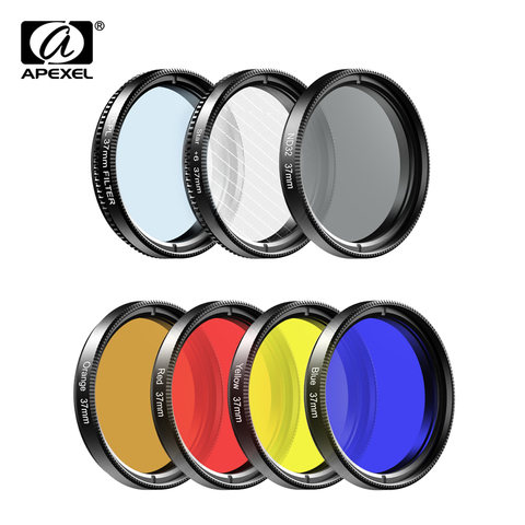 APEXEL7-kit de lentes para teléfono móvil, kit de lentes de 0,45x 37mm de ancho + UV, filtro completo de Color azul y rojo + CPL ND32 + filtro de estrella para iPhone, Xiaomi, todos los teléfonos inteligentes ► Foto 1/6