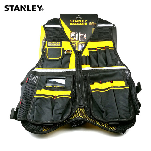 Chaleco multi bolsillo Stanley Fatmax para herramientas en negro amarillo reflectante seguridad Tira ajustable ropa de trabajo chalecos de trabajo para hombre ► Foto 1/6