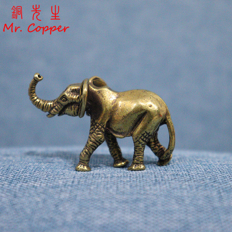 Elefante de latón Vintage para decoración del hogar, figuritas en miniatura artesanales, accesorios de decoración de escritorio, Mini estatua de animales hecha a mano ► Foto 1/6