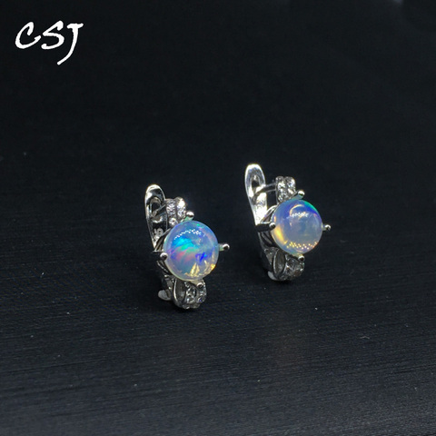 CSJ-pendientes de ópalo Natural para mujer y niña, joyería fina de Plata de Ley 925, regalo de cumpleaños y boda, envío gratuito ► Foto 1/6