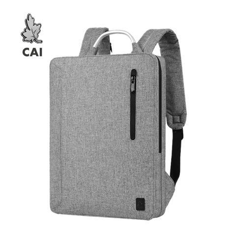 CAI-mochila para ordenador portátil para hombre, bolso de moda para oficina, escolar, a prueba de agua, con cremallera, con asa metálica ► Foto 1/6