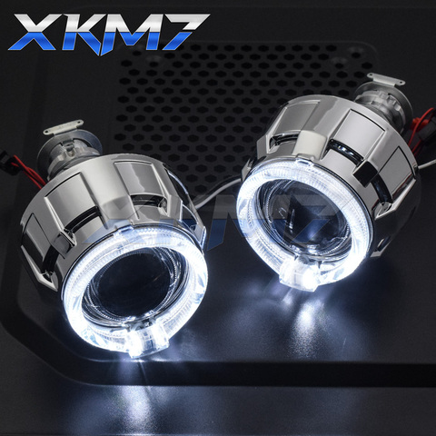 Faros LED de Ojos de Ángel H4 H7 HID, proyector bi-xenon 2,0, lentes DRL, Halo, luces para correr, accesorios de coche, estilo de sintonización ► Foto 1/6