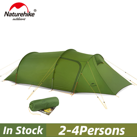 Nturehike-tienda para acampar con forma de túnel para 3-4 personas, ultraligera, para una habitación y una sala, tienda familiar, portátil, para viajes, senderismo ► Foto 1/6