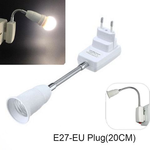 Adaptador de enchufe de la UE E27 con interruptor de encendido/apagado, Bombilla, alargador de adaptador de dirección para accesorios de iluminación del hogar ► Foto 1/6