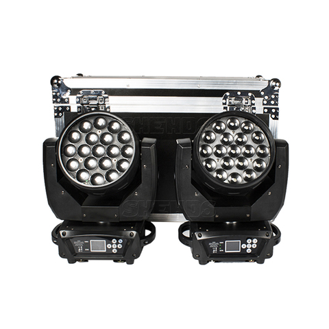 2 uds con flightcase DJ discoteca luz LED haz + lavado de 19x15W Zoom con filtro RGBW cabeza móvil de iluminación para la discoteca KTV parte envío rápido gratuito ► Foto 1/6