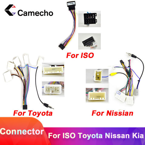 Camecho-Cable de Radio para coche, conector adaptador de Cable para Volkswagen, ISO, Hyundai, Kia, Honda, Toyota y Nissan, 2Din ► Foto 1/4