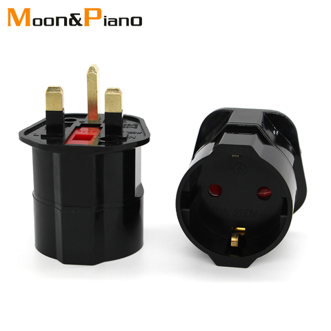 Adaptador de corriente transformador multifuncional para enchufe europeo, europeo y británico, 2 enchufe con pines, de viaje, 250V, 13A, Universal ► Foto 1/6