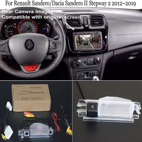 Cámara de visión trasera para Renault Sandero/Dacia Sandero Stepway II 2, pantalla Original Compatible con Monitor OEM, Cable adaptador de 24 pines ► Foto 1/5