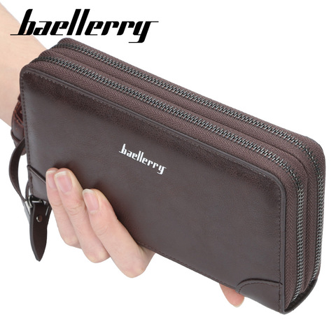 Baellerry, carteras de lujo para hombre, cartera de mano larga, de gran capacidad cartera con cremallera, billetera de cuero PU para hombre, cartera de negocios para hombre ► Foto 1/6