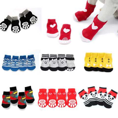 Calcetines para perros calzado de invierno para perro, antideslizantes, de punto, para cachorros y gatos, botas gruesas y cálidas con Protector de patas, 24 colores ► Foto 1/6