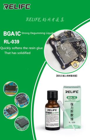 RELIFE-RL-039 líquido para quitar pegamento, líquido para eliminar pegamento de resina, PCB, BGA, IC, pegamento sólido, herramientas de reparación de la placa base ► Foto 1/2