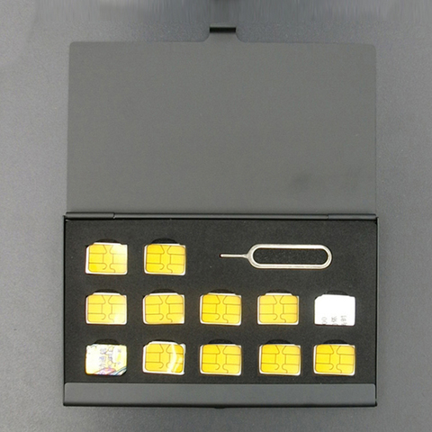 Caja de almacenamiento de tarjeta SIM de memoria, Protector Universal de aluminio, paquete portátil para iPhone 11 y Samsung, color negro ► Foto 1/6