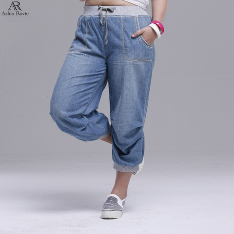 2022 verano mujeres jeans harem pantalones más pantalones de tamaño suelto para mujeres Denim pantalones capris 6XL ► Foto 1/6