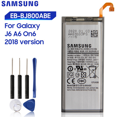 Samsung-batería Original de repuesto para Galaxy J6, batería Original de repuesto para Galaxy J6 versión 2022, A6 On6 SM-A600F J600 EB-BJ800ABE, 3000mAh ► Foto 1/6