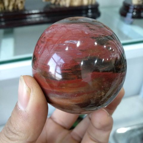 Esfera de madera petrificada rosa roja de 60mm, Ágata fósil, bola de cristal de cuarzo de Madagascar ► Foto 1/6