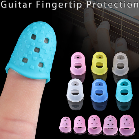 Juego de protectores de dedos antideslizantes de silicona, para punta del dedo, para ukelele, accesorios de prensa de guitarra, 6 colores, 4 unidades ► Foto 1/6