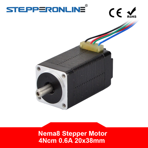 Mini Motor paso a paso Nema 8, 38mm, 1,8 grados, Bipolar, 0,6 a, 4NCM/5,7 oz, en 4 cables, Nema8, Motor paso a paso para impresora 3D CNC DIY ► Foto 1/5