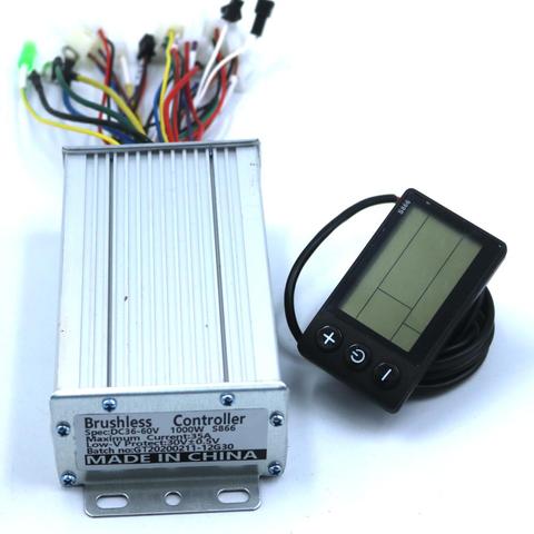 GREENTIME-controlador de velocidad sin escobillas para patinete eléctrico, conjunto de controlador de 36V/48V /60V, 800/1000W, BLDC, con pantalla LCD S866 ► Foto 1/4