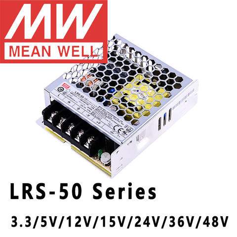 Mean Well-fuente de alimentación conmutada, serie LRS-50, 50W, 3,3 V, 5V, 12V, 15V, 24V, 36V, 48V, salida única ► Foto 1/2