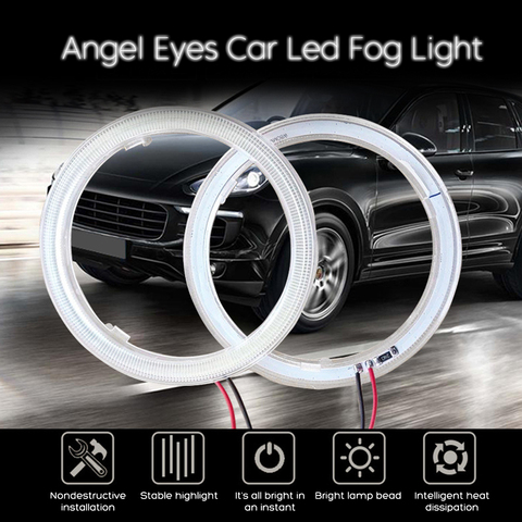 Anillos de Halo súper brillantes COB LED, Faro de Ojos de Ángel, 60mm, 70mm, 80mm, 90mm, 100mm, 110mm, 120mm, Bombilla de iluminación DRL para coche y motocicleta ► Foto 1/6