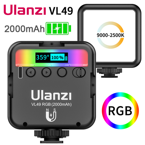 Ulanzi-miniluz de vídeo VL49 RGB para fotografía, 2000mAh, cámara de vídeo, luz de relleno Vlog en vivo ► Foto 1/6