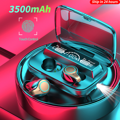 MLHJ-auriculares inalámbricos con Bluetooth, dispositivo deportivo resistente al agua, con pantalla LED de 3500mAh y micrófono, estéreo HiFi ► Foto 1/6