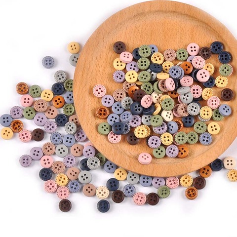 Botones de madera de colores variados para artesanías de álbum de recortes para bricolaje, accesorios de costura, suministros de ropa, decoración del hogar, 10mm, M2599, 100 Uds. ► Foto 1/6